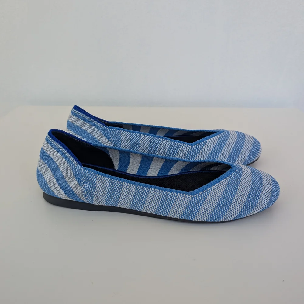 Rothy's Blue Striped Women's Shoes - Picture 2 of 12